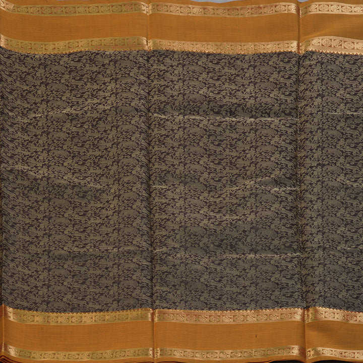 Hayagrivas Dark Brown Kanchi Silk Cotton Saree SSCBF38D7-4