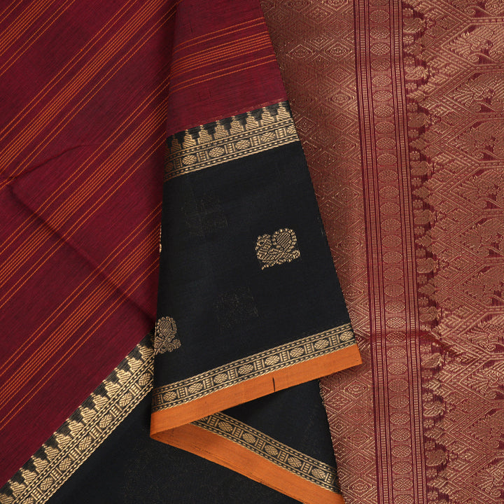 Hayagrivas Maroon Kanchi Silk Cotton Saree SSCBF38D8-1