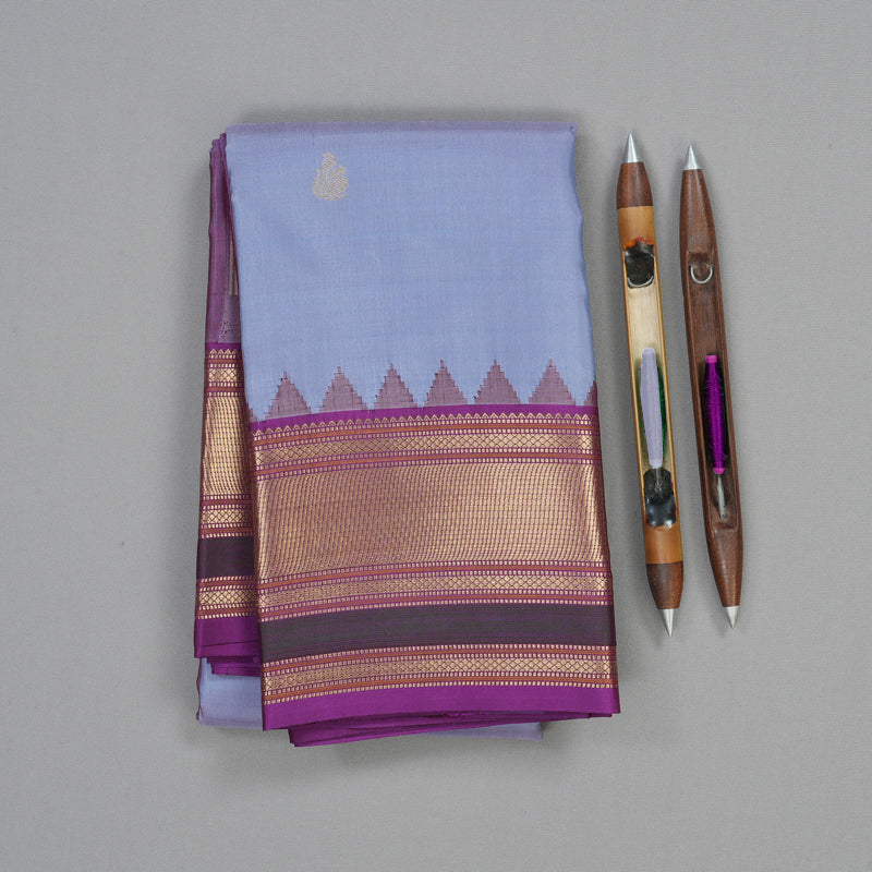 Hayagrivas Handloom Lilac Kanjivaram Silk Saree with Purple Border SSCBF41D4-2