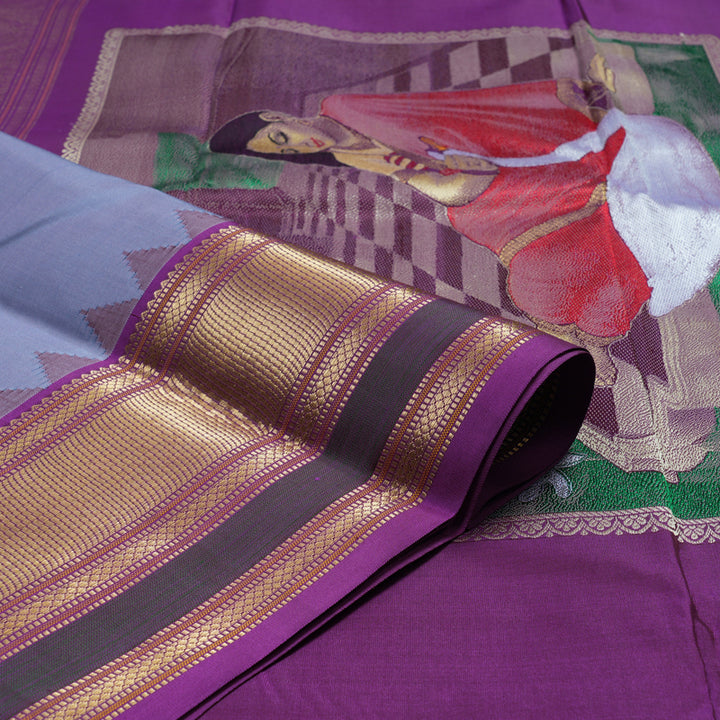 Hayagrivas Handloom Lilac Kanjivaram Silk Saree with Purple Border SSCBF41D4-2