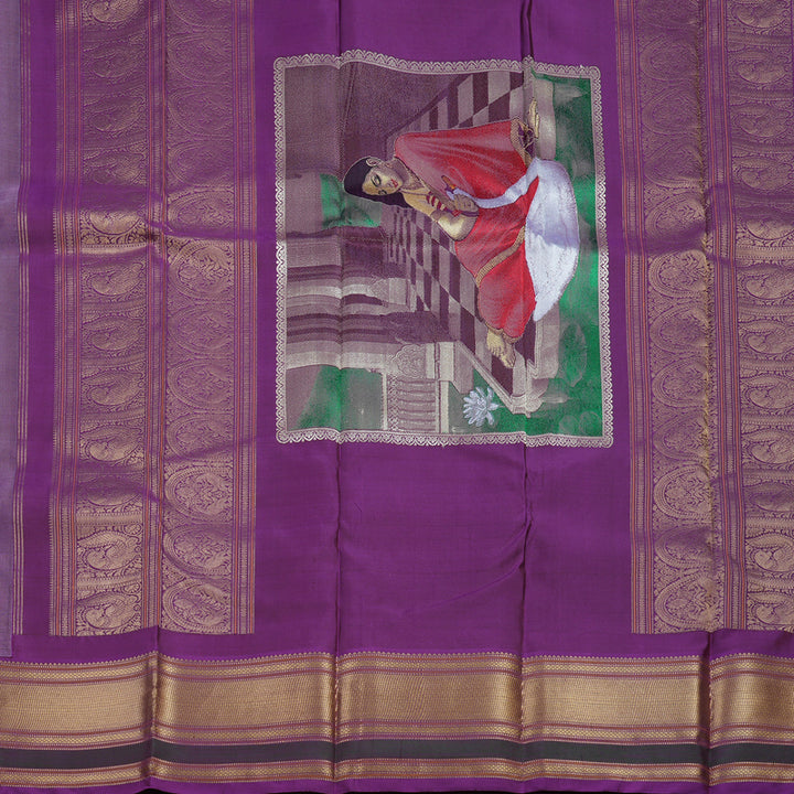 Hayagrivas Handloom Lilac Kanjivaram Silk Saree with Purple Border SSCBF41D4-2