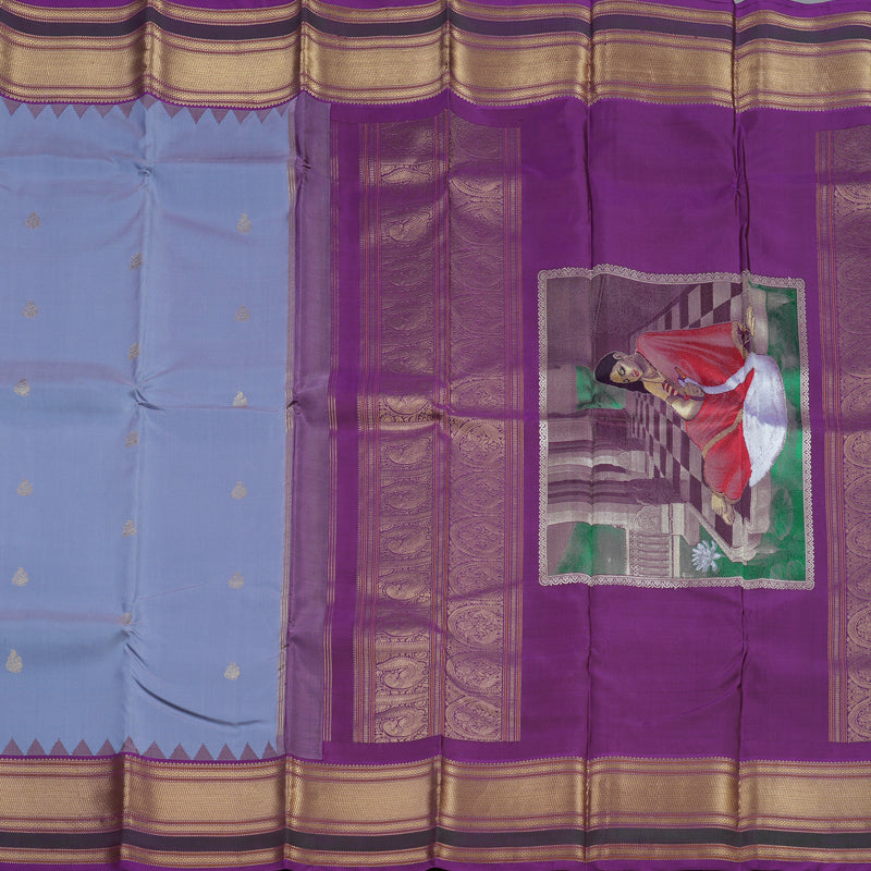 Hayagrivas Handloom Lilac Kanjivaram Silk Saree with Purple Border SSCBF41D4-2