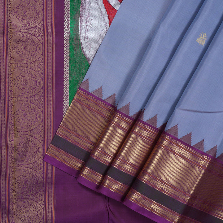 Hayagrivas Handloom Lilac Kanjivaram Silk Saree with Purple Border SSCBF41D4-2