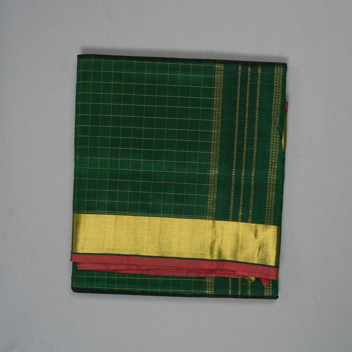 Hayagrivas Bottle Green Ten Yards Pure Silk Cotton Saree SSCBF52E2-3