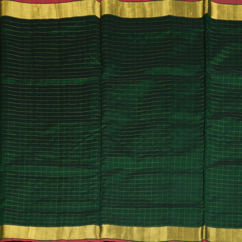 Hayagrivas Bottle Green Ten Yards Pure Silk Cotton Saree SSCBF52E2-3
