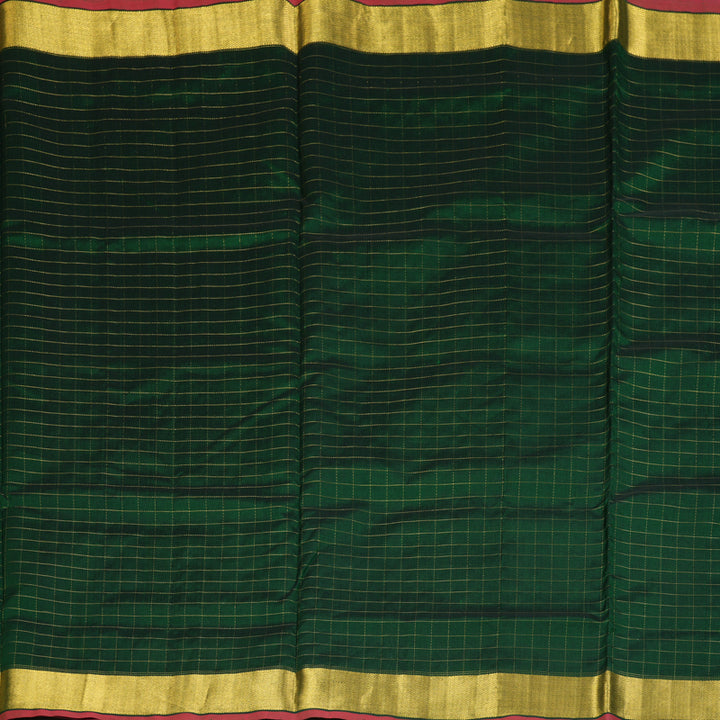 Hayagrivas Bottle Green Ten Yards Pure Silk Cotton Saree SSCBF52E2-3