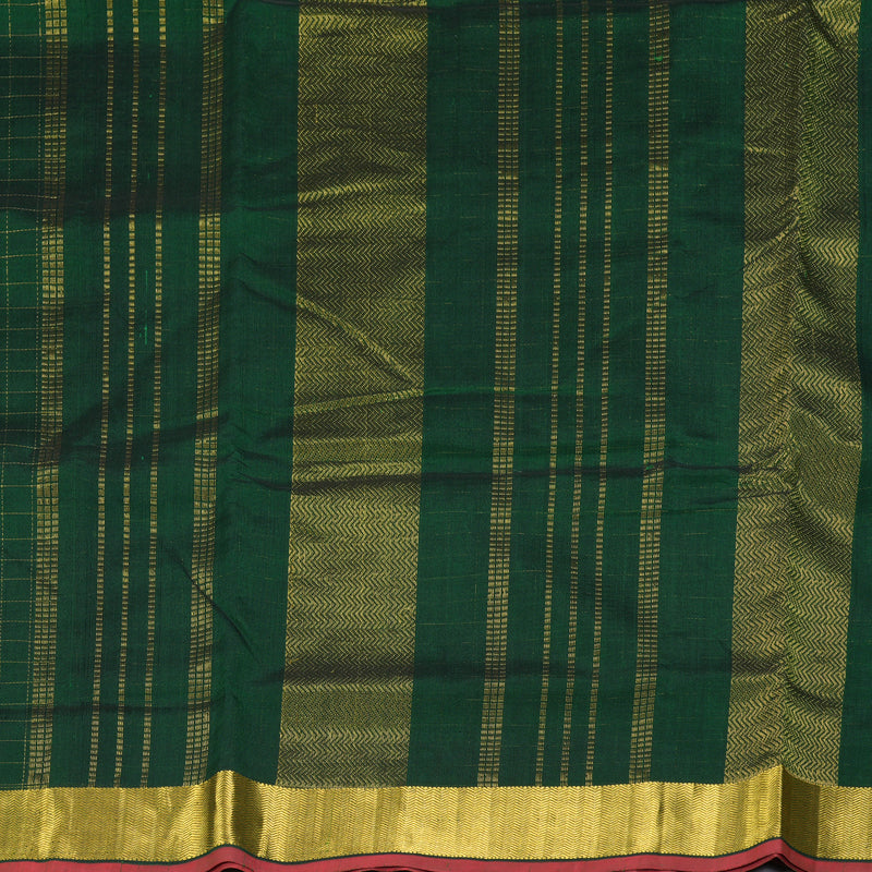 Hayagrivas Bottle Green Ten Yards Pure Silk Cotton Saree SSCBF52E2-3