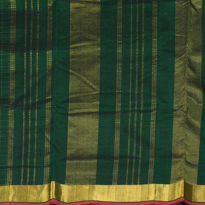 Hayagrivas Bottle Green Ten Yards Pure Silk Cotton Saree SSCBF52E2-3