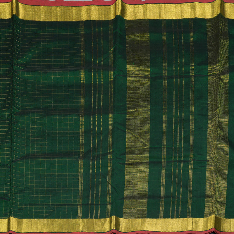 Hayagrivas Bottle Green Ten Yards Pure Silk Cotton Saree SSCBF52E2-3