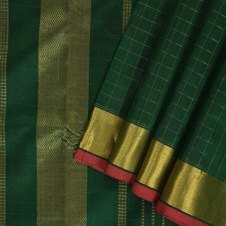 Hayagrivas Bottle Green Ten Yards Pure Silk Cotton Saree SSCBF52E2-3