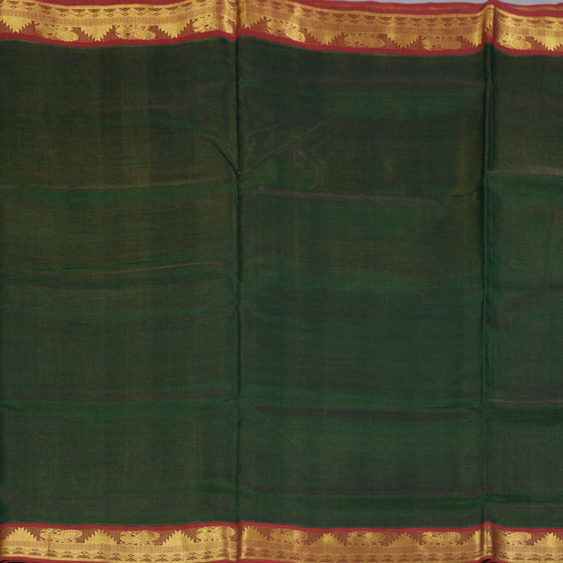 Hayagrivas Bottle Green Ten Yards Pure Silk Cotton Saree SSCBF52E5-1