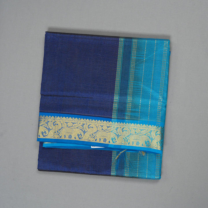 Hayagrivas Royal Blue Ten Yards Pure Silk Cotton Saree SSCBF52E5-2