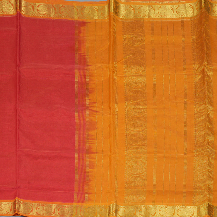 Hayagrivas Red Ten Yards Pure Silk Cotton Saree SSCBF52E5-4
