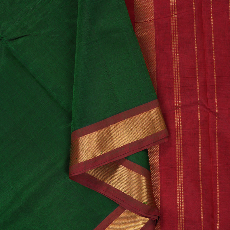 Hayagrivas Bottle Green Pure Silk Cotton Saree SSCBF53E1-12