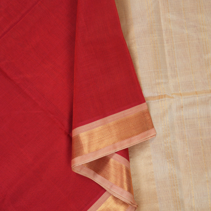 Hayagrivas Red Pure Silk Cotton Saree SSCBF53E1-9