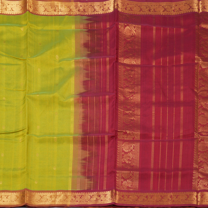 Hayagrivas Lime Green Pure Silk Cotton Saree SSCBF53E4-10