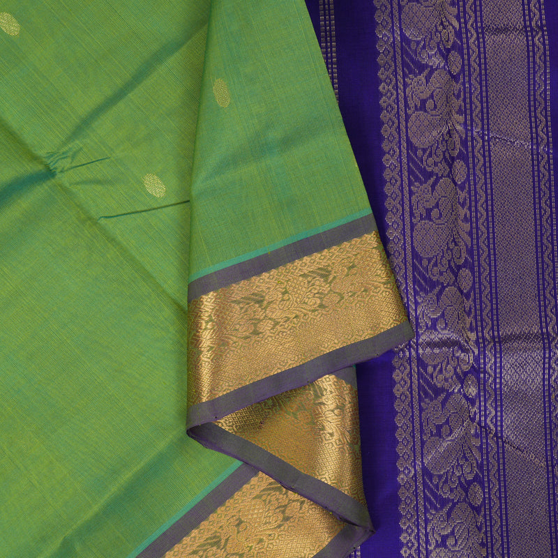 Hayagrivas Yellowish-Green Pure Silk Cotton Saree SSCBF53E4-13