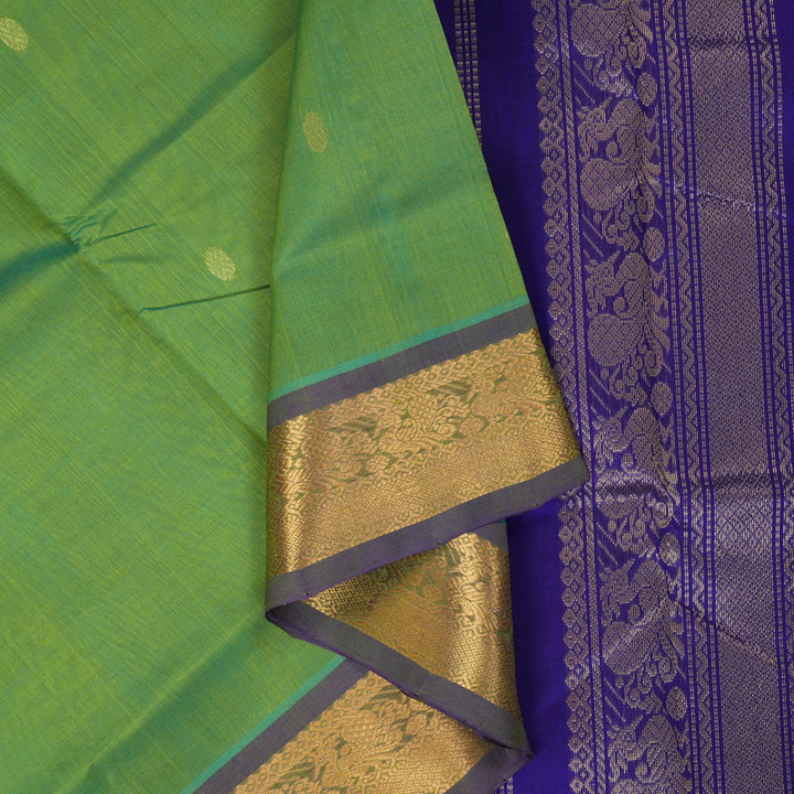 Hayagrivas Yellowish-Green Pure Silk Cotton Saree SSCBF53E4-13