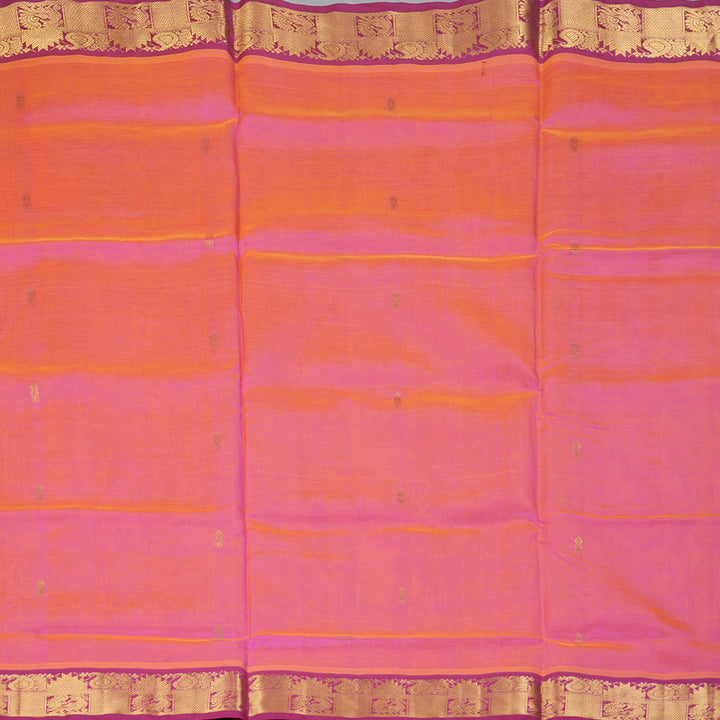 Hayagrivas Orangish-Pink Pure Silk Cotton Saree SSCBF53E4-19
