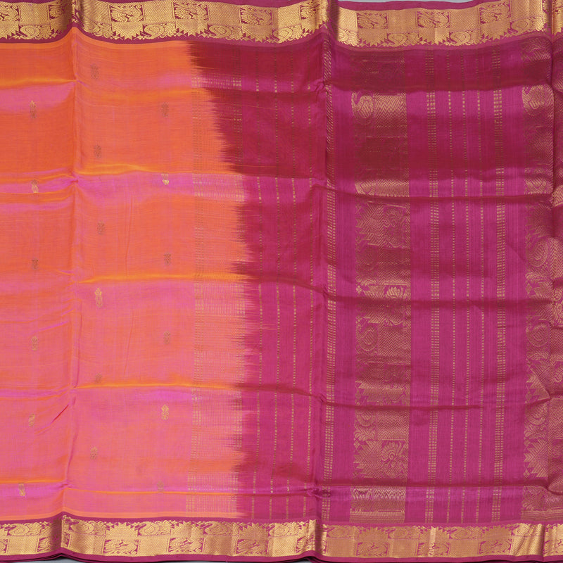 Hayagrivas Orangish-Pink Pure Silk Cotton Saree SSCBF53E4-19
