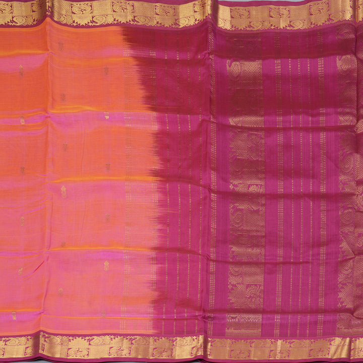Hayagrivas Orangish-Pink Pure Silk Cotton Saree SSCBF53E4-19