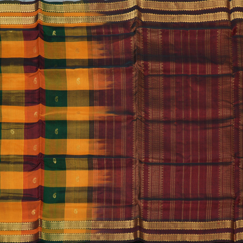Hayagrivas Paalum Pazhamum Checks Pure Silk Cotton Saree SSCBF53E5-9