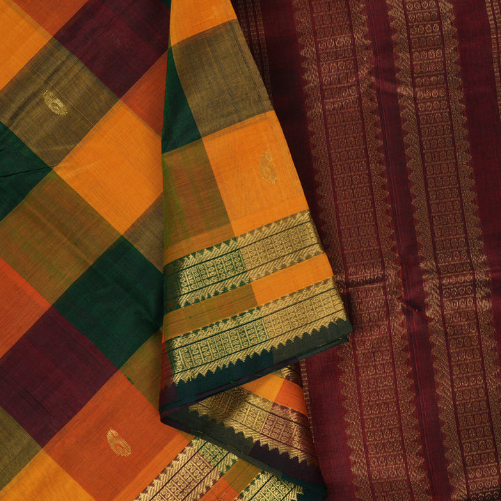 Hayagrivas Paalum Pazhamum Checks Pure Silk Cotton Saree SSCBF53E5-9
