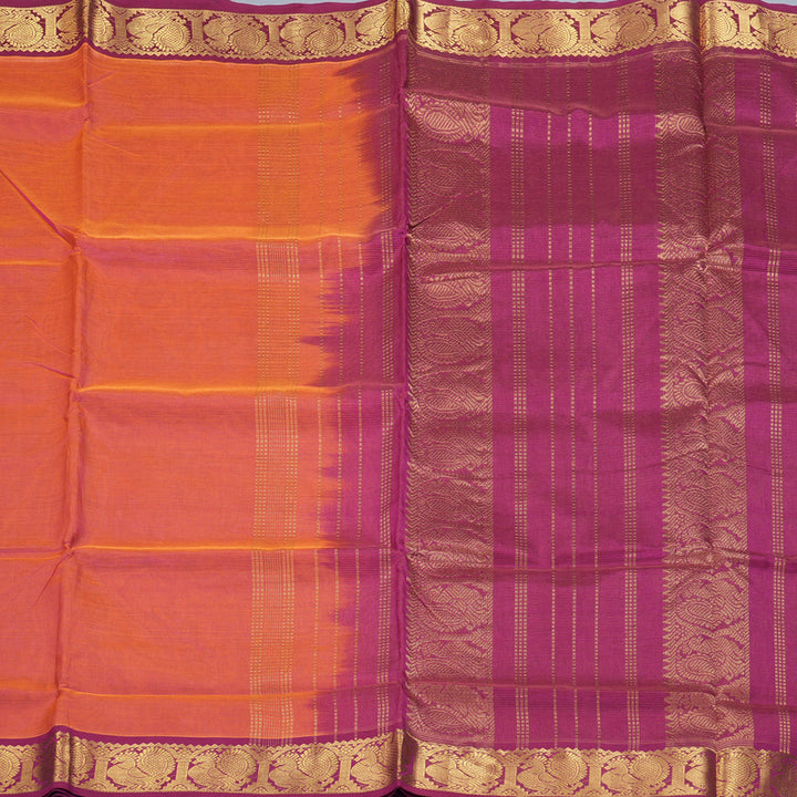 Hayagrivas Orangish-Pink Pure Silk Cotton Saree SSCBF53E6-11