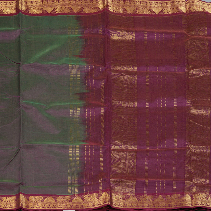 Hayagrivas Peacock Green & Purple (Shot Colour) Pure Silk Cotton Saree SSCBF53E6-6