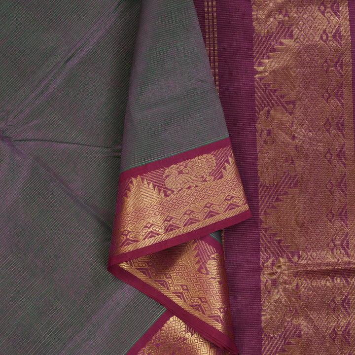 Hayagrivas Peacock Green & Purple (Shot Colour) Pure Silk Cotton Saree SSCBF53E6-6