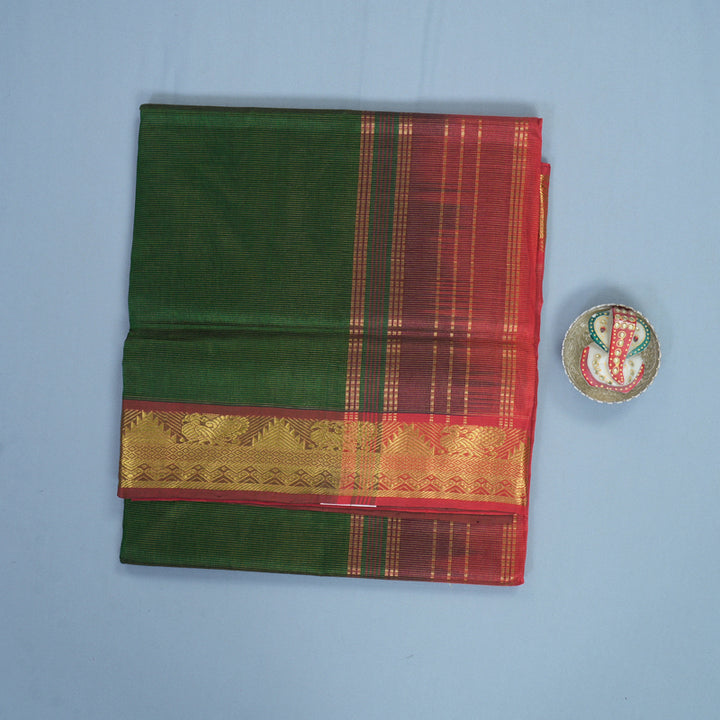 Hayagrivas Bottle Green Pure Silk Cotton Saree SSCBF53E6-8
