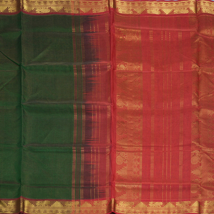 Hayagrivas Bottle Green Pure Silk Cotton Saree SSCBF53E6-8