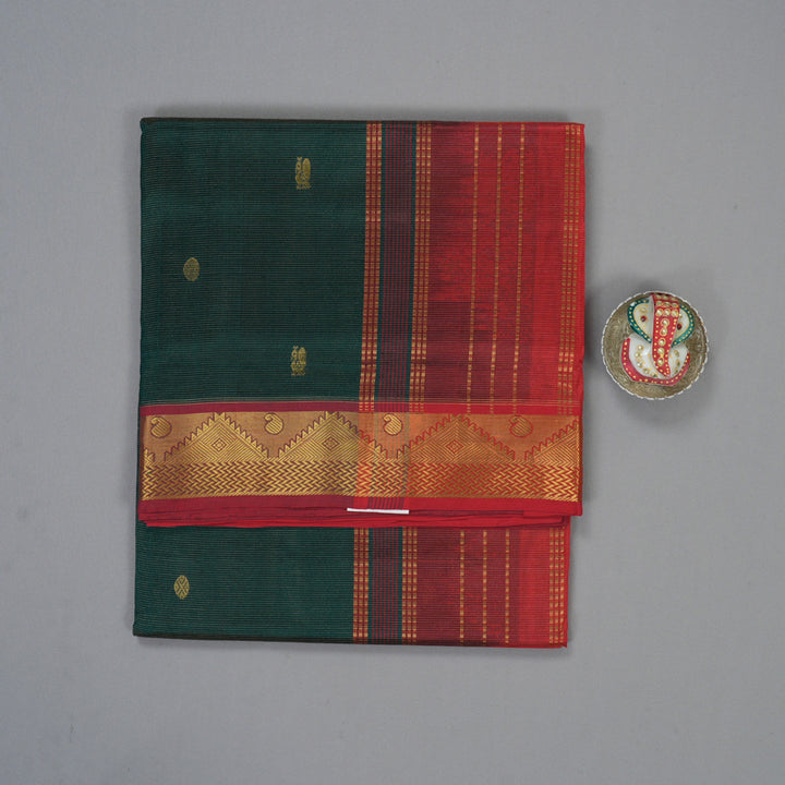 Hayagrivas Bottle Green Pure Silk Cotton Saree SSCBF53E7-1