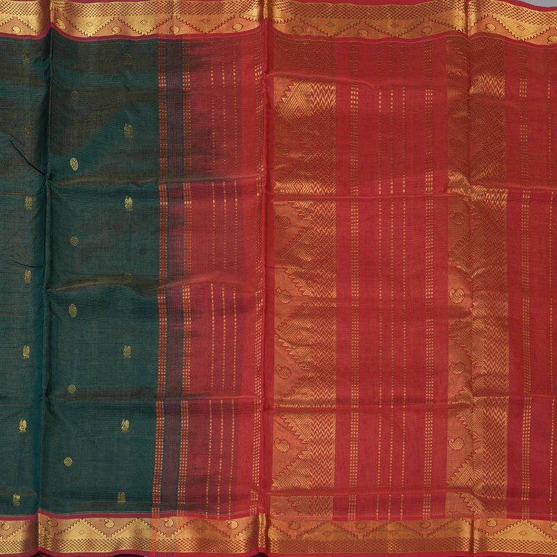 Hayagrivas Bottle Green Pure Silk Cotton Saree SSCBF53E7-1