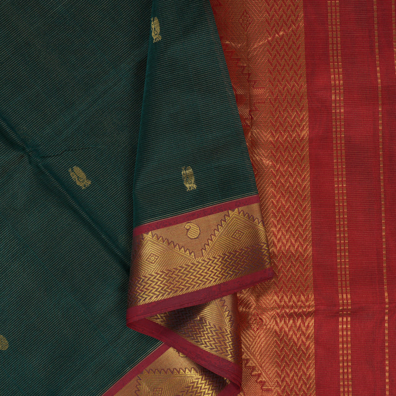 Hayagrivas Bottle Green Pure Silk Cotton Saree SSCBF53E7-1