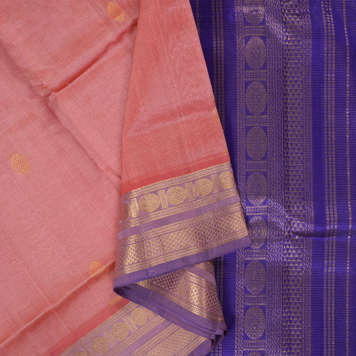 Hayagrivas Mild Peach Pink Pure Silk Cotton Saree SSCBF53E7-17