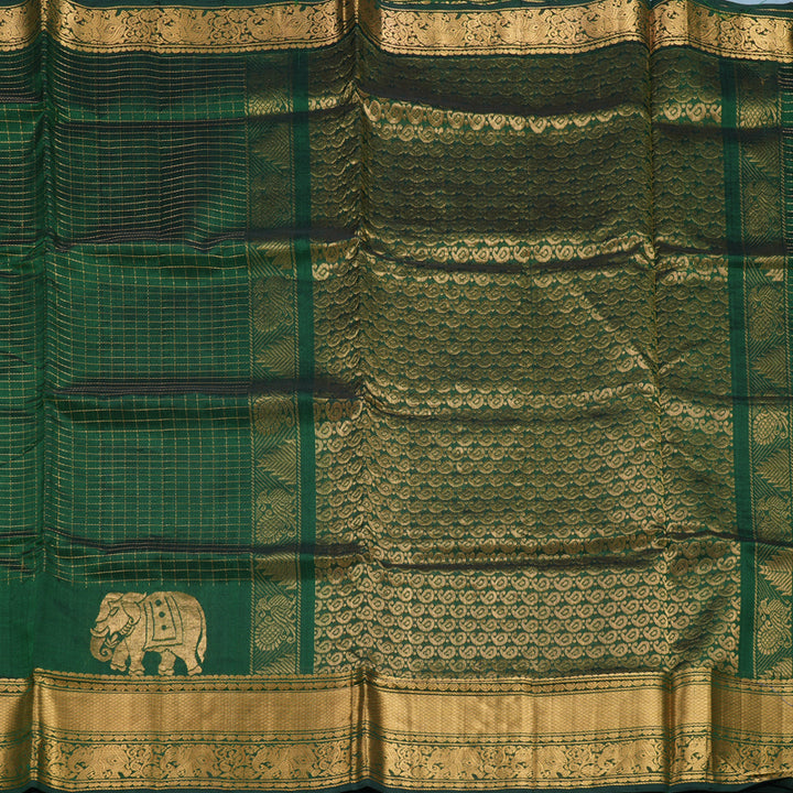 Hayagrivas Bottle Green Pure Silk Cotton Saree SSCBF54E1-4