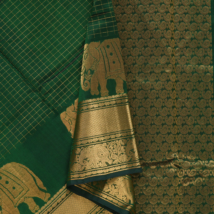Hayagrivas Bottle Green Pure Silk Cotton Saree SSCBF54E1-4