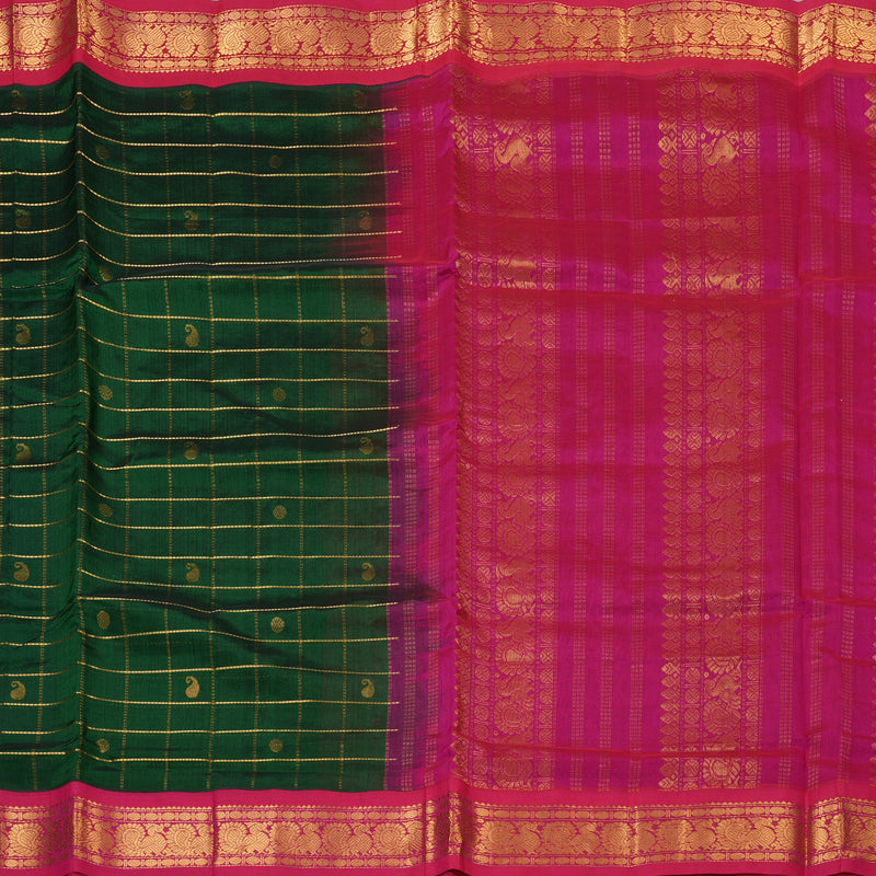 Hayagrivas Bottle Green Pure Silk Cotton Saree SSCBF55E1-1