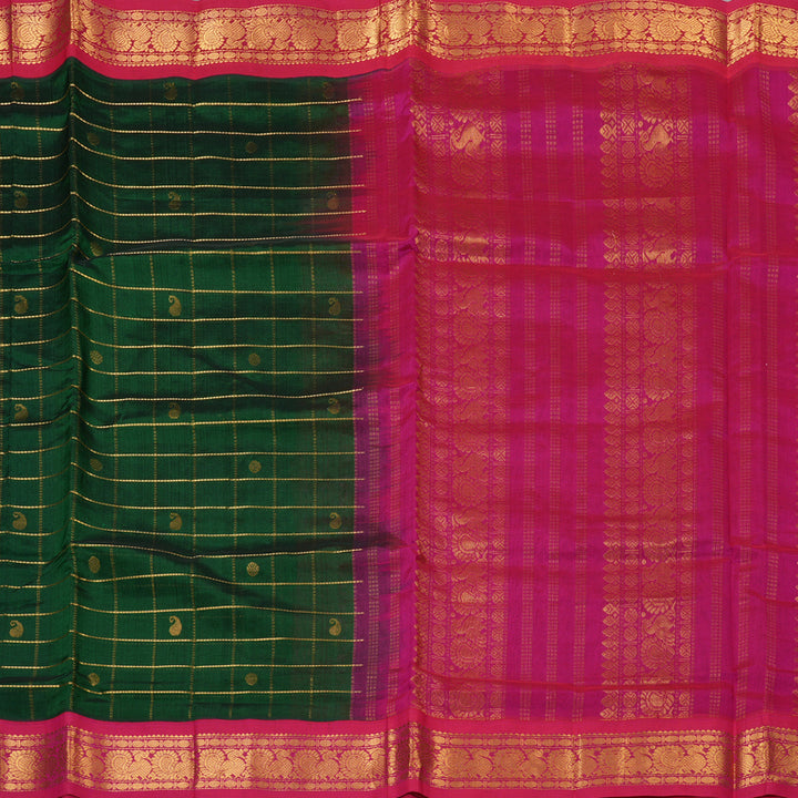 Hayagrivas Bottle Green Pure Silk Cotton Saree SSCBF55E1-1