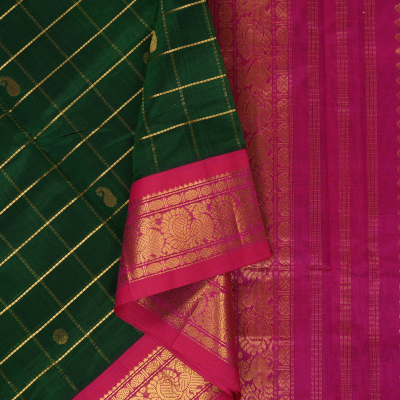 Hayagrivas Bottle Green Pure Silk Cotton Saree SSCBF55E1-1