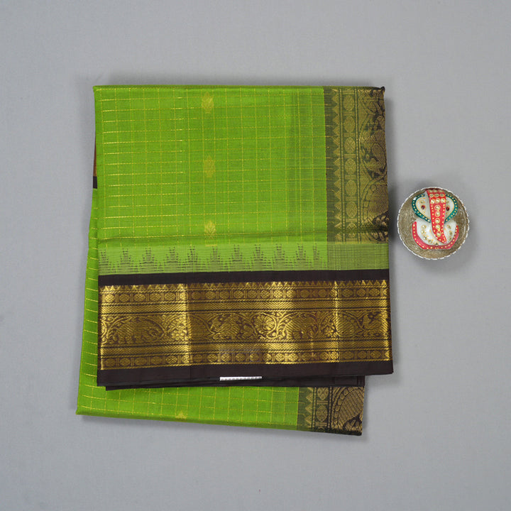 Hayagrivas Parrot Green Pure Silk Cotton Saree SSCBF55E1-4