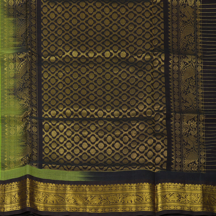 Hayagrivas Parrot Green Pure Silk Cotton Saree SSCBF55E1-4