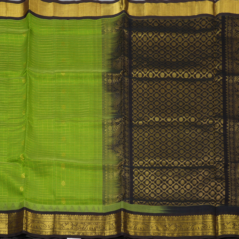 Hayagrivas Parrot Green Pure Silk Cotton Saree SSCBF55E1-4