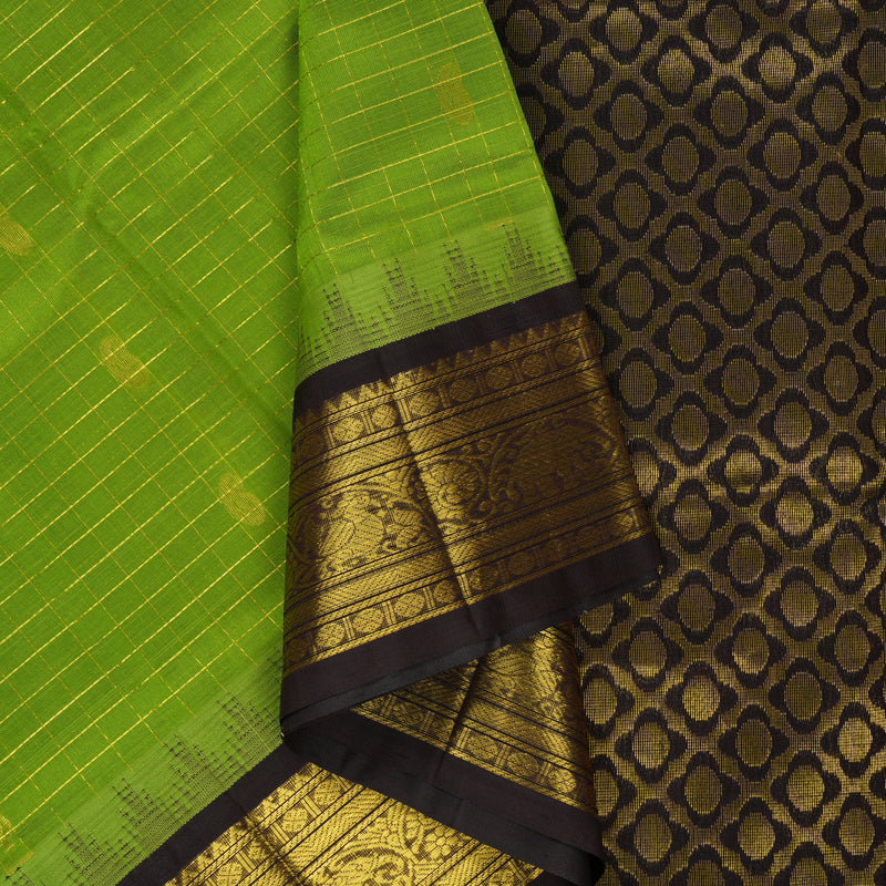 Hayagrivas Parrot Green Pure Silk Cotton Saree SSCBF55E1-4