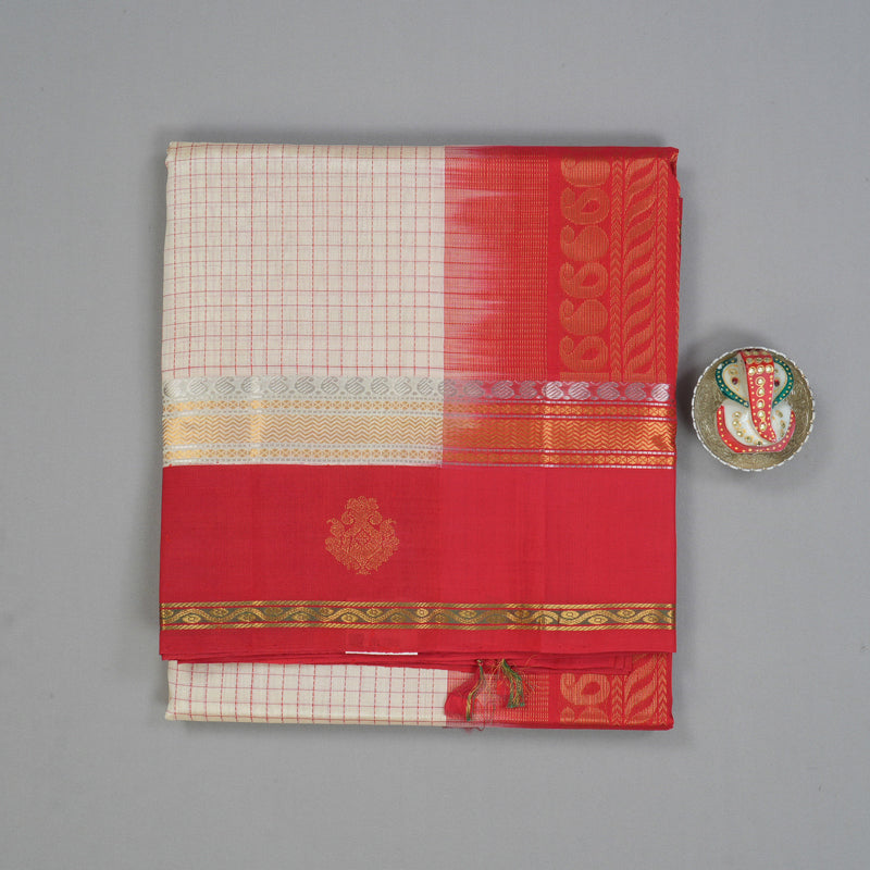 Hayagrivas Cream Pure Silk Cotton Saree SSCBF55E10-1