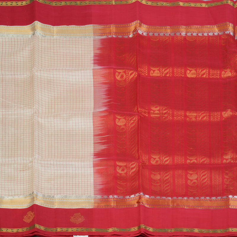 Hayagrivas Cream Pure Silk Cotton Saree SSCBF55E10-1