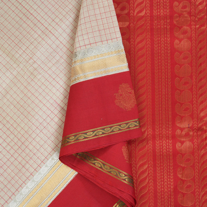 Hayagrivas Cream Pure Silk Cotton Saree SSCBF55E10-1