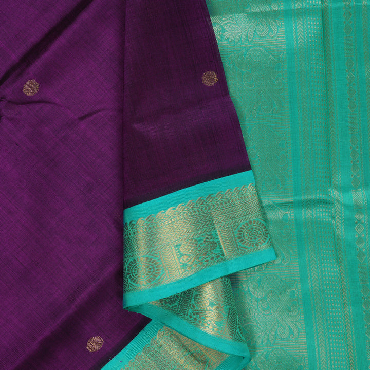 Hayagrivas Purple Pure Silk Cotton Saree SSCBF55E13-8