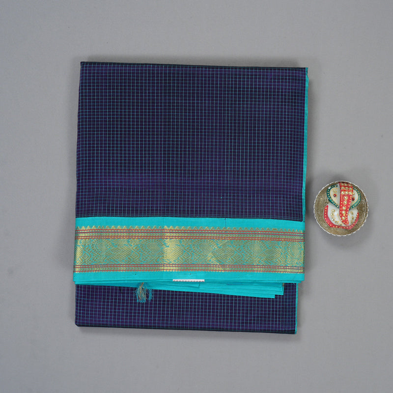 Hayagrivas Purplish-Blue Pure Silk Cotton Saree SSCBF55E2-4
